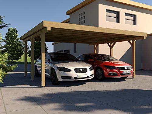 Carport Flachdach SILVERSTONE II 600×500 cm Bausatz Flachdachcarport