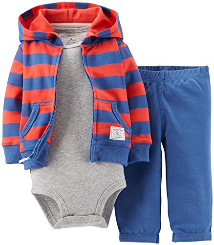 Carter's Baby Boys' 3 Piece Striped Hoodie Set (Baby) - Red