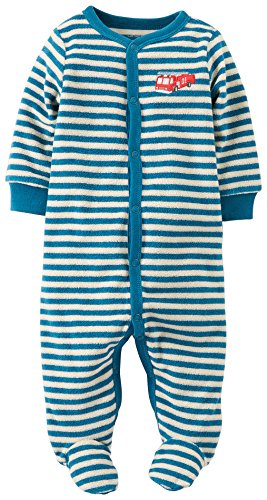 Carter's Baby Boys' Striped Terry Footie (Baby) - Blue