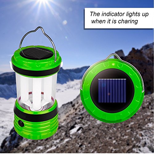 LiCB Bright LED Camping Lantern, 320 Lumen, Solar Rechargeable LED Lantern, Emergency Flashlight ,Portable-Water Resistant (GREEN) - Image 3