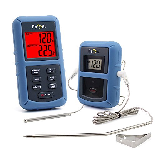Famili OT008 Wireless Remote Digital Kitchen Food Meat Cooking Electronic Thermometer Dual Probe for BBQ, Oven, Grill, and Smoker with...