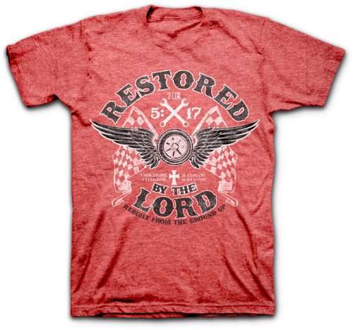 Kerusso Adult Restored By The Lord Christian Biker T-shirts