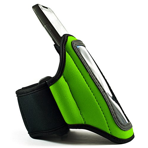

Green Neoprene Protective Exercise Workout Armband for T-Mobile HTC MyTouch 4G Slide Android Smartphone + SumacLife TM Wisdom Couarge Wristband