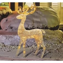 48 Elegant Glittered White Reindeer Lighted Christmas Yard Art Decoration