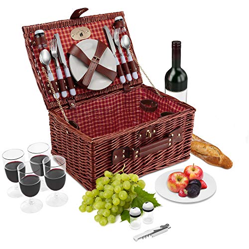 Algopix Similar Product 13 - Wicker Picnic Basket Set  4 Person