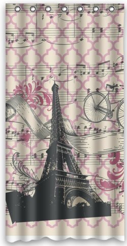 

36"(w) x 72"(h) Paris Eiffel Tower City Theme Print 100% Polyester Bathroom Shower Curtain Shower Rings Included
