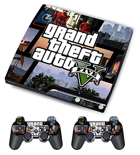 

Designer Skin for Sony PS3 Slim Console System Plus Two(2) Decals For: Playstation 3 Dualshock Controller Grand Theft Auto V