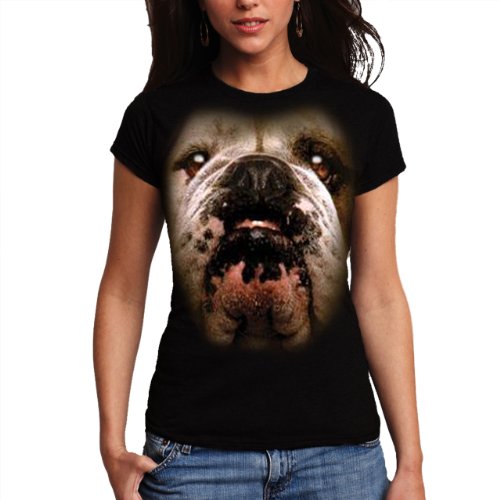 

Wellcoda | Bulldog British Pet Womens NEW English Dog Black T-shirt XS-2XL