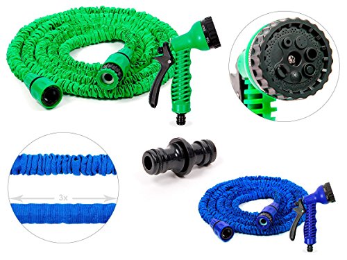 Wasserschlauch dehnbar 2,5 m – 30 m 1/2′ flexibel mit Multifunktionskopf