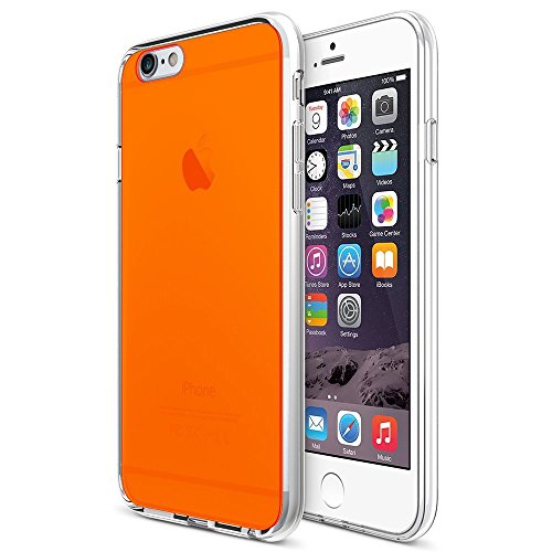 iPhone 6 Case , Maxboost® [Liquid Skin Pro] iPhone 6 (4.7) Case [Lifetime Warranty] Shock-Absorbing Bumper and Florescent Back Panel Protective iPhone Cases Slim Hard Cover Case - Stylish Retail Packaging - Slim Bumper Case for iPhone 6 (4.7 inch) (2015) - Neon Radiant Orange