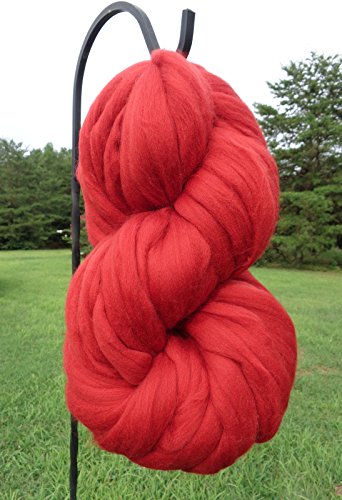 Cayenne Red Wool Top Roving Fiber Spinning, Felting Crafts USA (8oz)