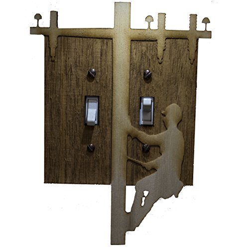 Lineman Double Switch Plate - Raw Wood - 5.8