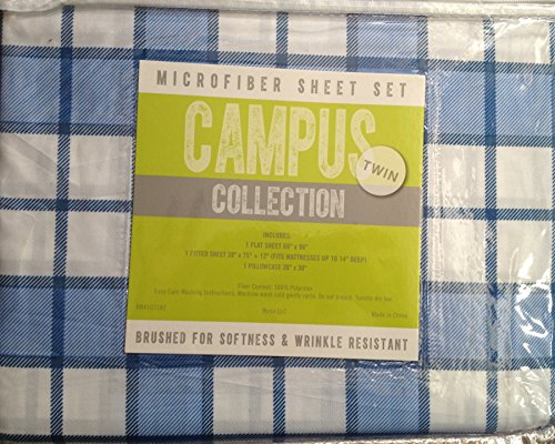 

Campus Collection Softness & Wrinkle Resistant Twin Sheet Set - White/Blue Mathew Plaid