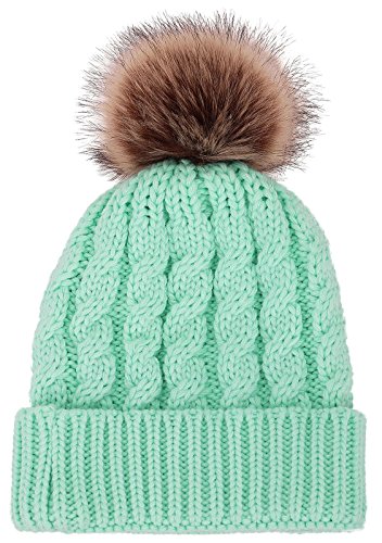 Algopix Similar Product 8 - Winter Hand Knit Beanie Hat with Faux