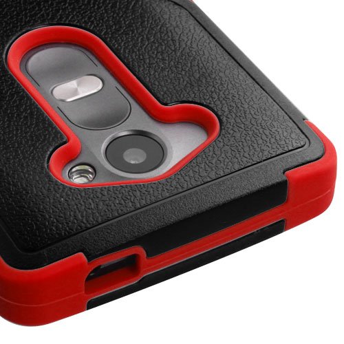 LG LEON Case ; Phonelicious (Tm) For LG LEON (C40) LG POWER (L22C) Heavy Duty Rugged Impact Armor Symbiosis Hybrid Dynamic Verge Case Robust Phone Tuff Cover + Premium Clear Screen Protector Combo & Phonelicious® Stylus Pen (BLACK/RED TUFF)