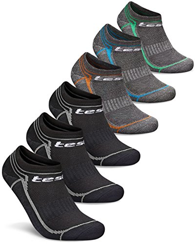 Tesla Men's 6-Pack Atheltic No Show Socks Cushioned Comfort w Mesh TM-CMZS01