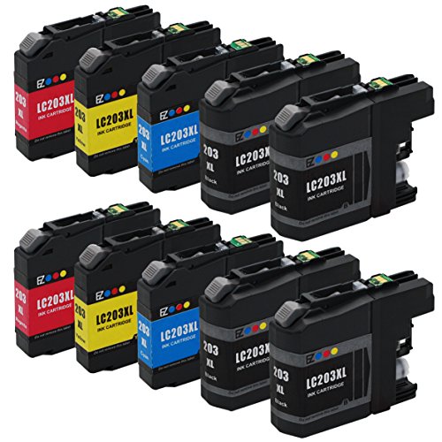 E-Z Ink (TM) Compatible Ink Cartridge Replacement For Brother LC203 XL LC203XL High Yield (4 Black, 2 Cyan, 2 Magenta, 2 Yellow) 10 Pack LC203BK LC203C LC203M LC203Y for MFC-J680DW MFC-J880DW Printer