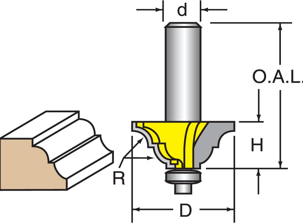 

Woodtek 820522, 5-pack , Router Bits, Edge Forming, Classical, 7/16" Classical Bit, 1/4" Shank