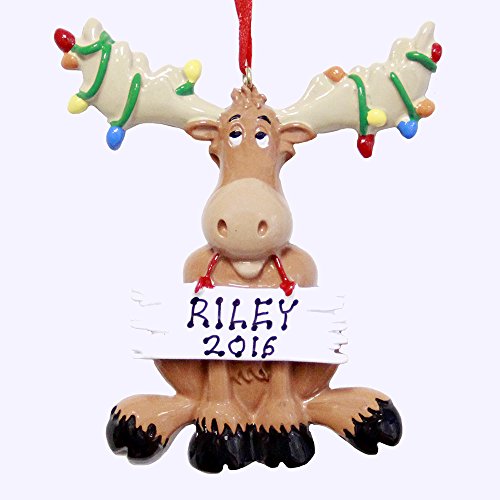 Personalized Christmas Moose Ornament - Free Customization