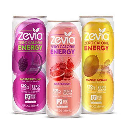 Zevia Zero-Calorie, Naturally Sweetened Energy Drink Variety Pack, 12 Ounce (Pack of 12)