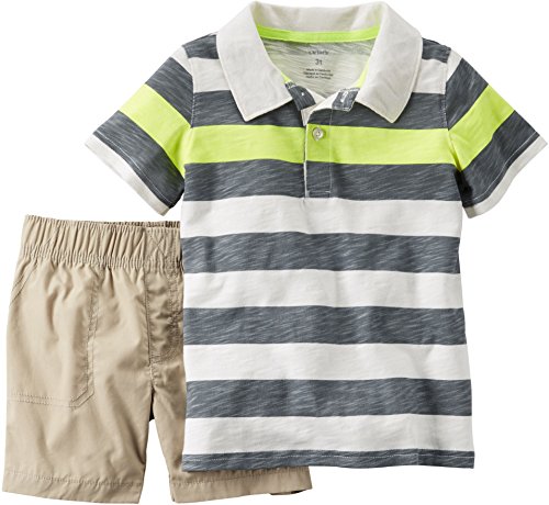 Carter's 2 Piece Striped Set 249g108, White/Gray/Yellow