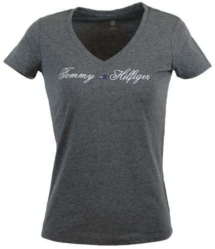 Tommy Hilfiger Womens V-Neck Embelished Logo T-Shirt
