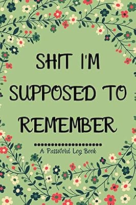 Shit I'm Supposed to Remember: Internet Password Log Book with Alphabetical tabs printed Funny Gag gift Idea, 6" x 9" Organizer for All Your Passwords and Shit