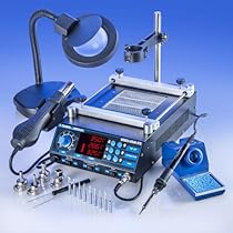 "ALL IN ONE" X-TRONIC - MODEL #5040-XTS HOT AIR REWORK SOLDERING IRON STATION & PREHEATING STATION - 4 Hot Air Nozzles - 10 Asst. Solder Tips - Pinpoint Tweezers - IC Popper, Gootwick - FREE 5X Mag Lamp - "THIS IS A USA EXCLUSIVE PRODUCT"!