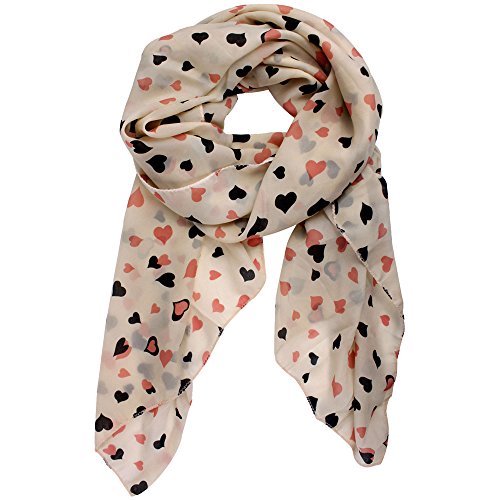 Kobwa(TM) Sweet Love Heart Dots Chiffon Shawl Scarf Wrap With Keyring