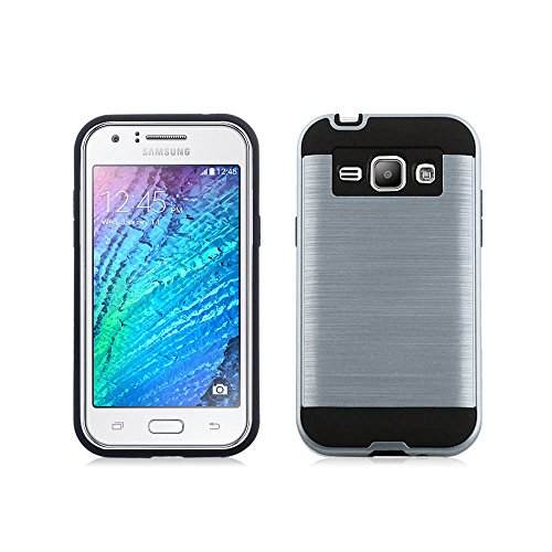 J3 Case, Express Prime Case, Amp Prime Case, CASEPLAY [Metal Brushed Texture] Hybrid Armor Defender Protective Case Cover for Samsung Galaxy J3 / Express Prime / Amp Prime (Silver)