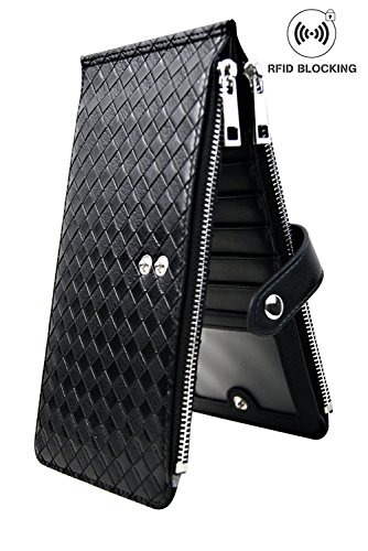 Women's RFID Blocking Zipper Wallet Card Case Purse