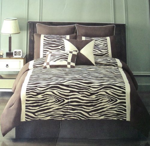 Algopix Similar Product 12 - Zebra Print 8 Piece King Comfoeter Set