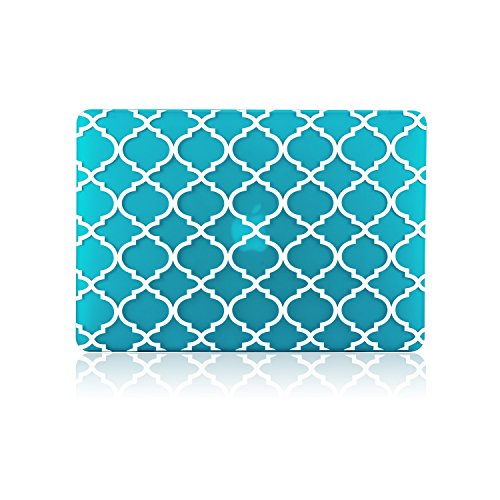 TopCase Quatrefoil / Moroccan Trellis Aqua Blue Ultra Slim Light Weight Rubberized Hard Case Cover for Macbook Air 11