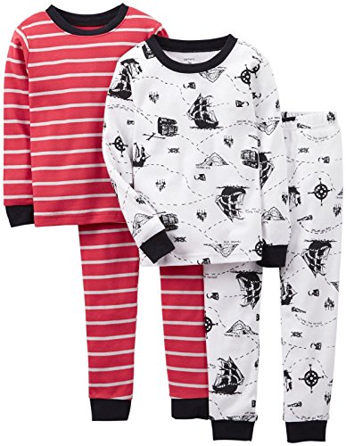 Carter's Little Boys' 4 Piece PJ Set (Toddler/Kid) - Red Stripe