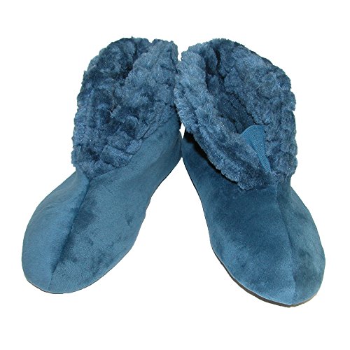 Dearfoams Women's Velour Booty Slipper with Cuff and Memory Foam