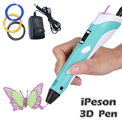 Ipeson 3d printing pen, 3d pen for artist scribbler, 3d drawing and painting with free 3 loops filament,10gram/color (Blue)