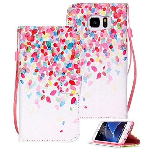 Galaxy S7 Edge Case, S7 Edge Case, Galaxy S7 Edge Wallet Case, Etubby [Wallet Stand] PU Leather Wallet Flip Protective Case with Card Slots and Wrist Strap for Samsung Galaxy S7 Edge (2016) - Petal