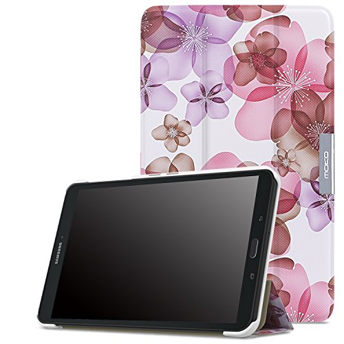 MoKo Samsung Galaxy Tab E 8.0 Case - Ultra Lightweight Slim-shell Stand Cover Case for Samsung Galaxy Tab E 8.0 Inch SM-T377 4G LTE Verizon / Sprint Tablet, Floral PURPLE