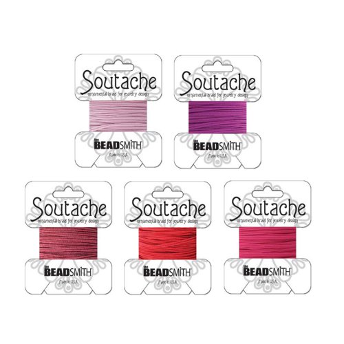 Red and Pink Soutache Rayon and Polyester Cord Mix for Bead Embroidery and Soutache Jewelry Making