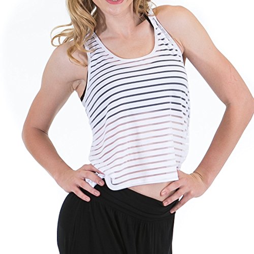 Algopix Similar Product 15 - Gia Mia Womens Striped Mesh Dance Tank