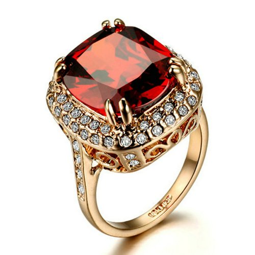 Yoursfs Retro Series 18k Rose Gold Plated Austrian Crystal 5ct Diamond-Cut Ruby Valentine's Day Gift Ring