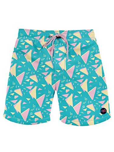 Men's Geometric Neon Beach Shorts - X80 Ultra-Soft Neon Short Shorts