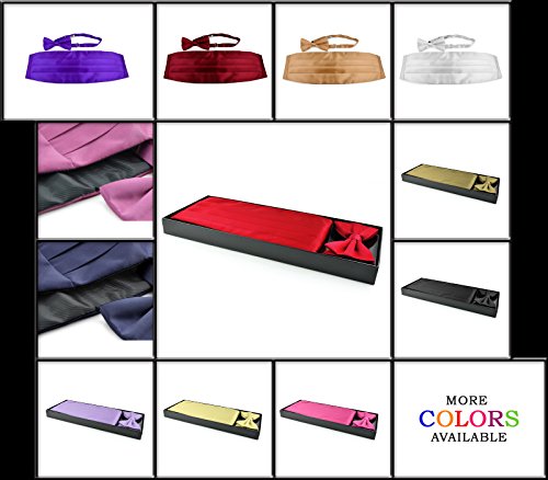 Moda Di Raza- Men's Satin Bowtie and Cummerbund Set Combo Tuxedo Prom Wedding