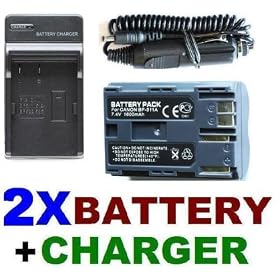 Wall AC Plug + Car Charger for Canon BP-511 Battery (2 Replacement Batteries Included) - EOS 10D, 30D, 50D, 5D, D30, D60