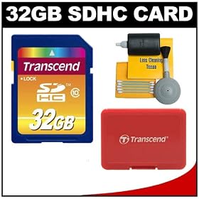 Transcend 32GB SecureDigital Class 10 (SDHC) Memory Card + SD Hard Case + Cleaning Kit for Nikon Coolpix Digital Cameras