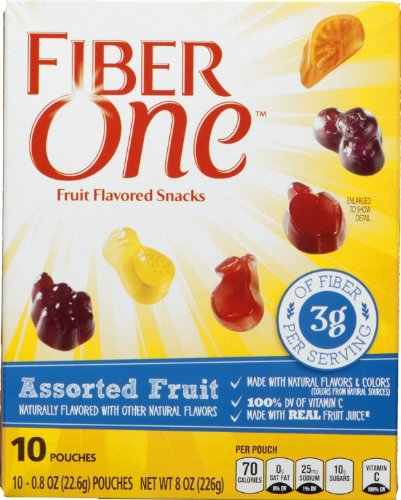 General Mills, Fiber One, Assorted Fruit, Fruit Flavored Snacks, 0.8oz pouch, 10 Count box (Pack of 4)
