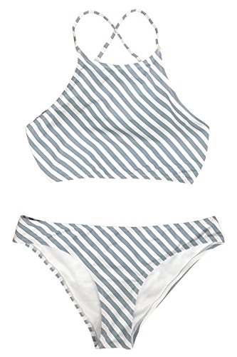 Cupshe Fashion Women's Stripe Printing Tank Padding Bikini Bathing Suit