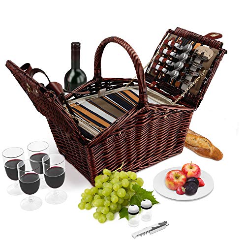 Algopix Similar Product 14 - Wicker Picnic Basket  4 Person Deluxe