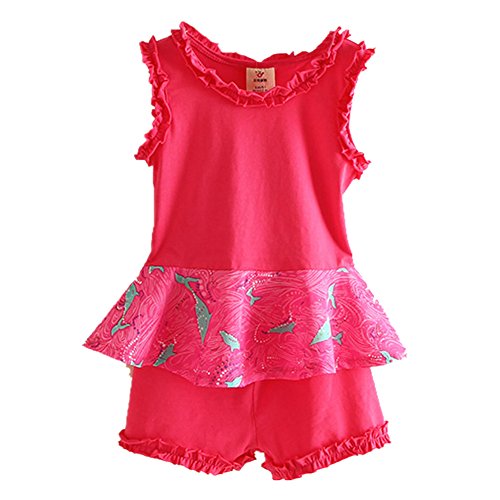 LittleSpring Little Girls' Short Set Sleeveless Summer