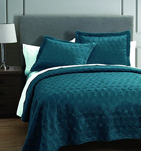 Algopix Similar Product 3 - Rogen Teal 3 Piece Coverlet Set Queen